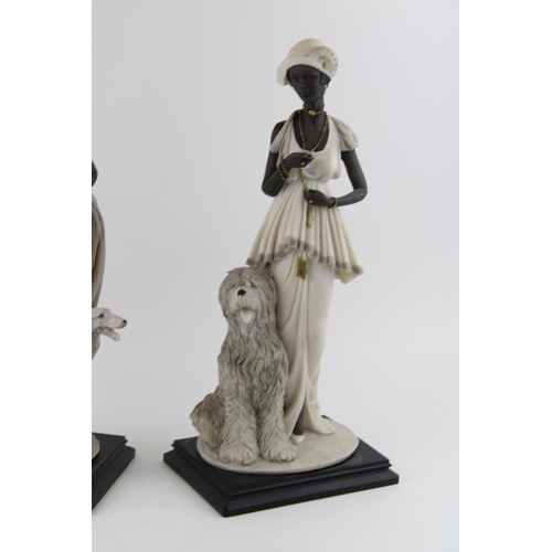 78 - Two Florence Giuseppe Armani Figurines of a lady with a dog and one similar (2), tallest 40.5cm.