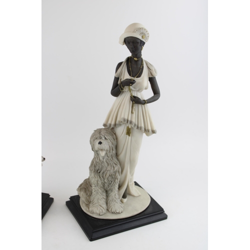 78 - Two Florence Giuseppe Armani Figurines of a lady with a dog and one similar (2), tallest 40.5cm.