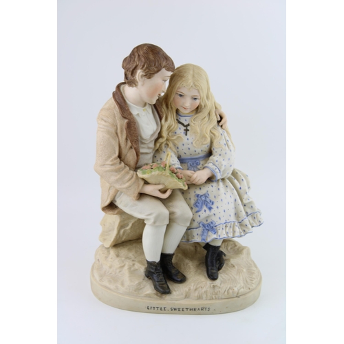 9 - Large Parian style ware figure 'Little Sweethearts'. Height 32cm.