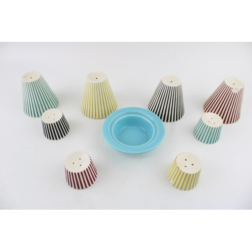 110C - A collection of Hornsea 'Crafty' cruets in various colourways, blue has the original dish present. H... 