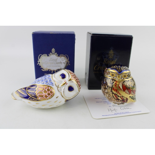 131 - A Royal Crown Derby paperweight, Little Owl, 7.5cm high, with lavish decoration in blue, red and gol... 