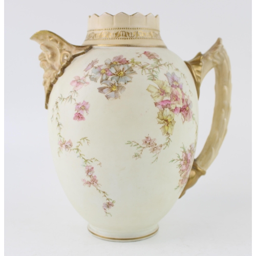 140 - Royal Doulton Burlsem blush ware jug, Bacchanalian mask, 16cm tall.