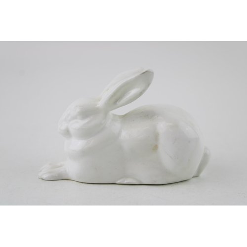 154 - Unusual Royal Doulton 'flambe' rabbit, in white glaze, 11cm long.