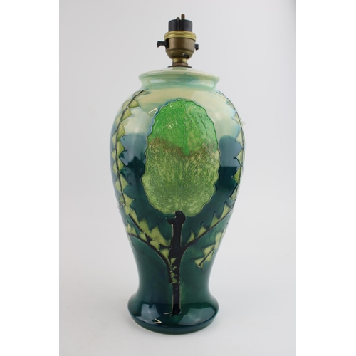 39 - Moorcroft early lamp base, bulbous, tree design, 31.5cm tall.