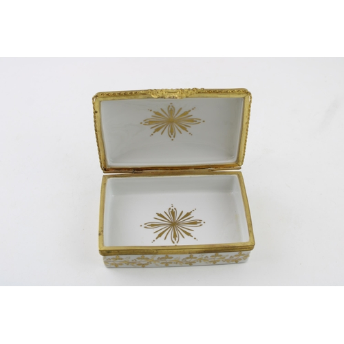 53 - Limoges trinket box, rectangular form, gilt decoration, mark to base and French verse, 14cm x 10.5cm... 