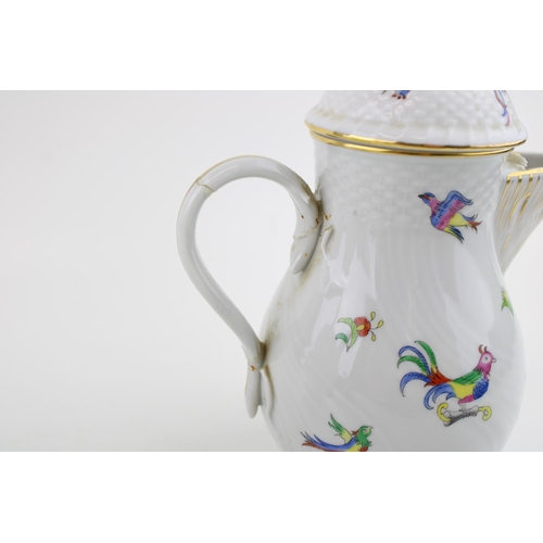 64 - A Belleek coffee pot with crustacean style handle with a Herend coffee pot / hot water jug (latter a... 