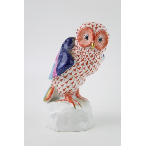 74 - Herend Pottery Owl, hand painted in Hungary. Height 12cm.