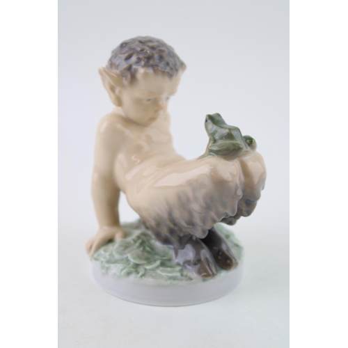 80 - Royal Copenhagen figure, 'Faun and Frog'. Model no. 1713. H11.5cm.