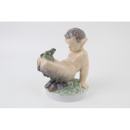 80 - Royal Copenhagen figure, 'Faun and Frog'. Model no. 1713. H11.5cm.