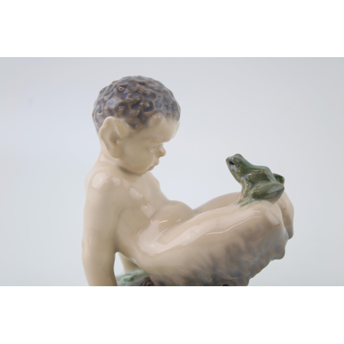 80 - Royal Copenhagen figure, 'Faun and Frog'. Model no. 1713. H11.5cm.