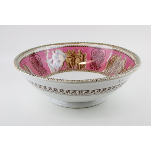 90 - A wash bowl by Trajan P&B, hand decorated rim with transfer printed classical scenes. Christopher Dr... 