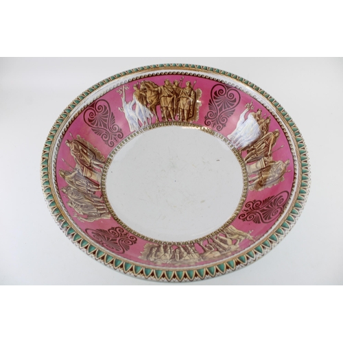 90 - A wash bowl by Trajan P&B, hand decorated rim with transfer printed classical scenes. Christopher Dr... 