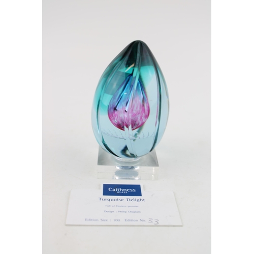 94 - Caithness limited edition paperweight 'Turqouise Delight' with certificate.