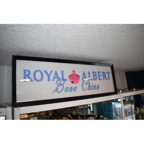 252 - Vintage 'Royal Albert Bone China' double sided advertising point of sale light box salvaged from a r... 