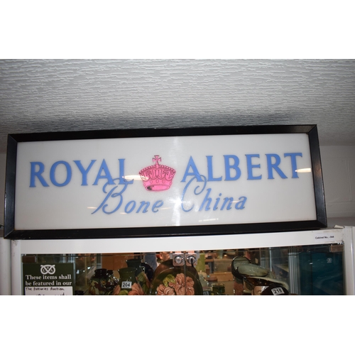 252 - Vintage 'Royal Albert Bone China' double sided advertising point of sale light box salvaged from a r... 