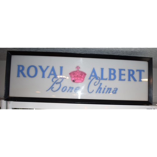 252 - Vintage 'Royal Albert Bone China' double sided advertising point of sale light box salvaged from a r... 