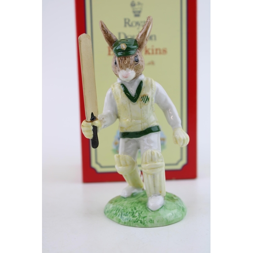 228 - Boxed Royal Doulton Cricketer Bunnykins Test Century DB272, with certificate.