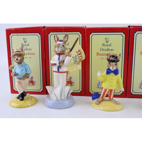 230 - Boxed limited edition Royal Doulton Bunnykins figures to include Sweetheart, Jester, England Athlete... 