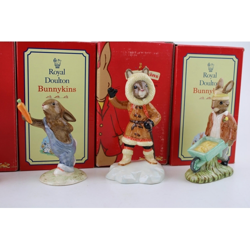 238 - Boxed Royal Doulton Bunnykins figures to include Eskimo, Hornpiper, Gardener, Lawyer and Mother's Da... 