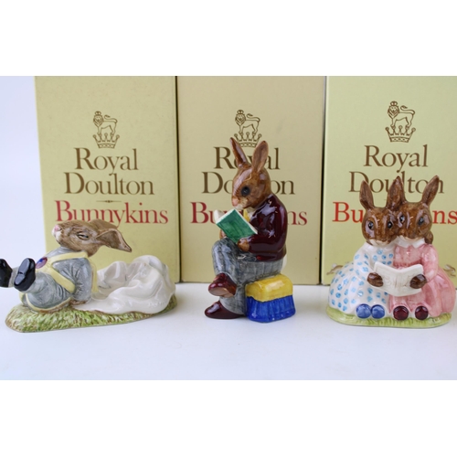 243 - Boxed Royal Doulton Bunnykins figures to include Tally-Ho, 60th Anniversary, Storytime, Grandpa's St... 