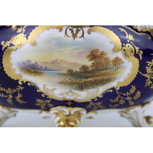 246 - Coalport twin-handled vase, a view of Loch Garry, signed by E O Ball, retailed by Townsend of Newcas... 