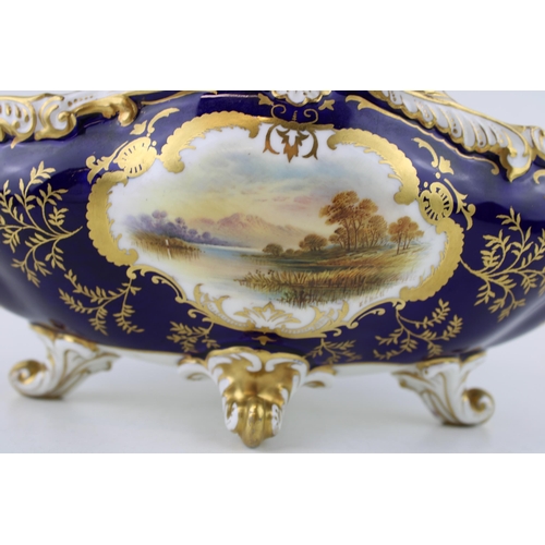 246 - Coalport twin-handled vase, a view of Loch Garry, signed by E O Ball, retailed by Townsend of Newcas... 