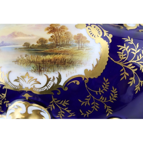 246 - Coalport twin-handled vase, a view of Loch Garry, signed by E O Ball, retailed by Townsend of Newcas... 