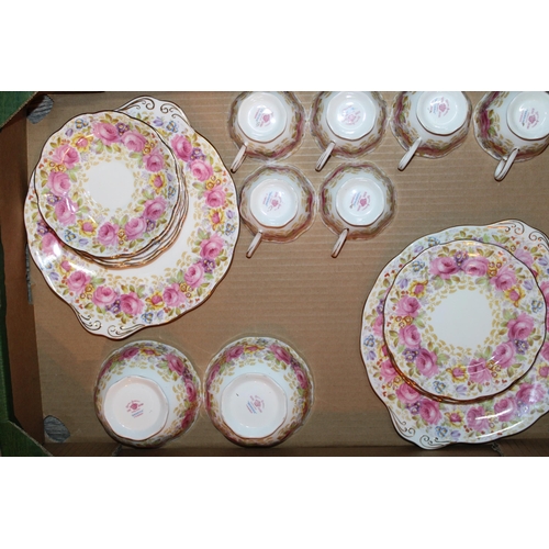 251 - Royal Albert 'Serena' pattern tea ware to include twelve trios, two cream jugs, two sugar bowls and ... 