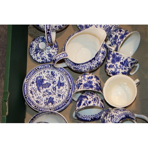 256 - A collection of Burleigh ware tea ware in the Bluebird and Arden patterns to include a teapot, cups ... 