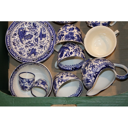 256 - A collection of Burleigh ware tea ware in the Bluebird and Arden patterns to include a teapot, cups ... 