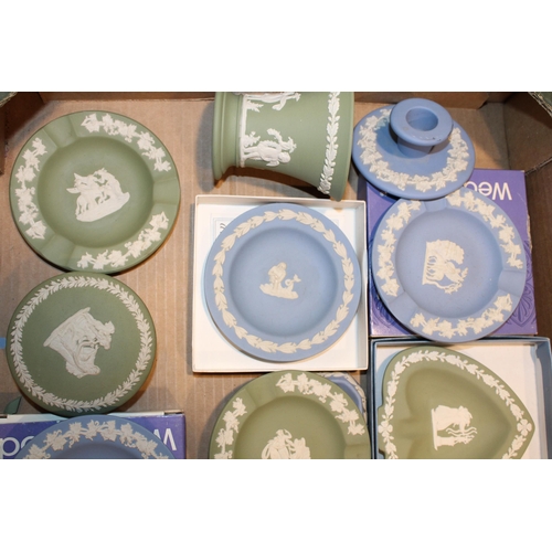 272 - A collection of Wedgwood Jasperware items to include pin trays and lidded pots in Wedgwood Blue and ... 