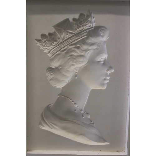 282 - Three plaster pottery casting moulds for the ceramics industry depicting profile of Queen Elizabeth ... 