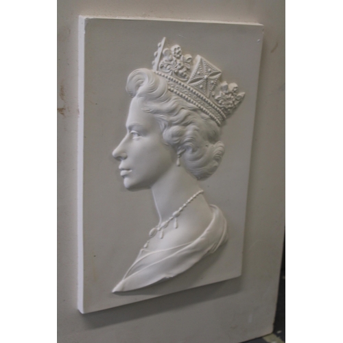 282 - Three plaster pottery casting moulds for the ceramics industry depicting profile of Queen Elizabeth ... 