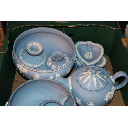 287 - A collection of Wedgwood Jasperware items to include Imperial Bowl, tea pot, vase, and other similar... 