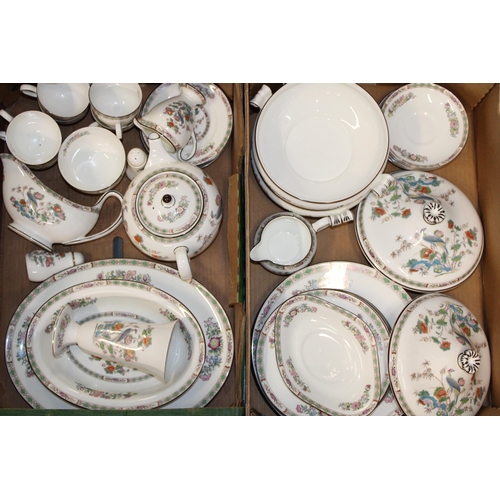 289 - A collection of Wedgwood Kutani Crane to include lidded tureens, dining plates, a teapot and others ... 