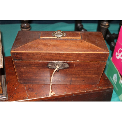 320 - A collection of antique wooden boxes to include a writing box, tea caddy and other similar examples.... 