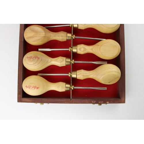 323 - A set of twelve 'Robert Sorby' Micro Woodcarving tools / chisels in original box.