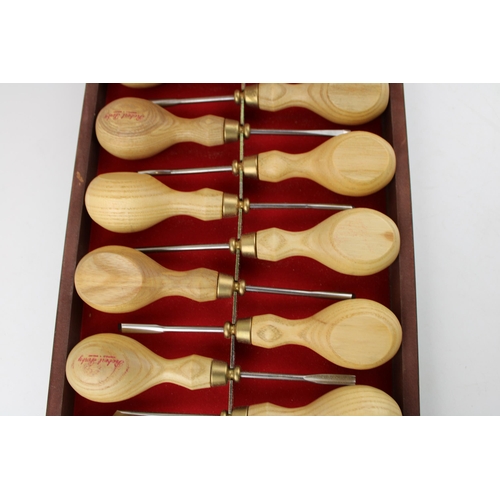 323 - A set of twelve 'Robert Sorby' Micro Woodcarving tools / chisels in original box.