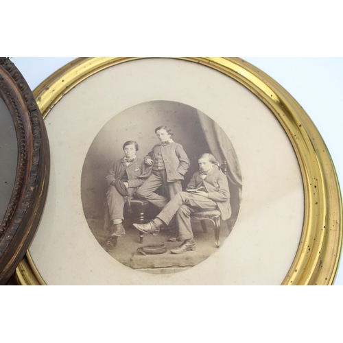 325 - An oval 19th century brass picture frame together with another example with gilt example a/f. 34cm x... 