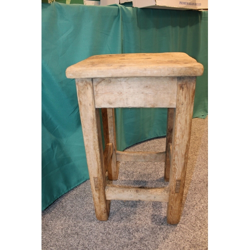 335 - An early c20th pine Stoke on Trent Pottery worker's pot bank stool with an Edwardian metamorphic fol... 