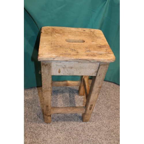 335 - An early c20th pine Stoke on Trent Pottery worker's pot bank stool with an Edwardian metamorphic fol... 