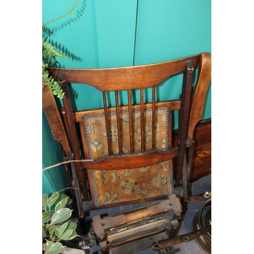 335 - An early c20th pine Stoke on Trent Pottery worker's pot bank stool with an Edwardian metamorphic fol... 