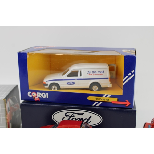 424 - A Schabak 1:35 scale Ford Transit Van No 1300 / 1301 in red together with a Corgi Ford Escort Van 'O... 