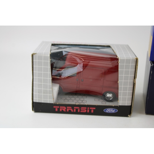 424 - A Schabak 1:35 scale Ford Transit Van No 1300 / 1301 in red together with a Corgi Ford Escort Van 'O... 