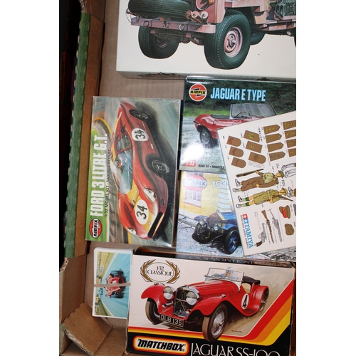 434 - A collection of vintage Airfix and Matchbox model kits to include classic cars, Jaguar SS-100, Ford ... 