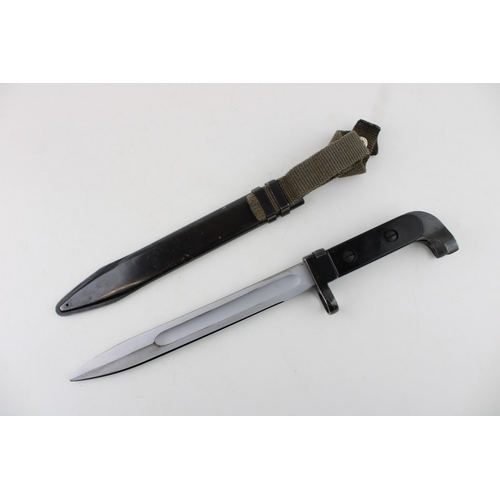 462 - East German Kalashnikov AK47 Bayonet with scabbard, canvas belt loop and black plastic grips