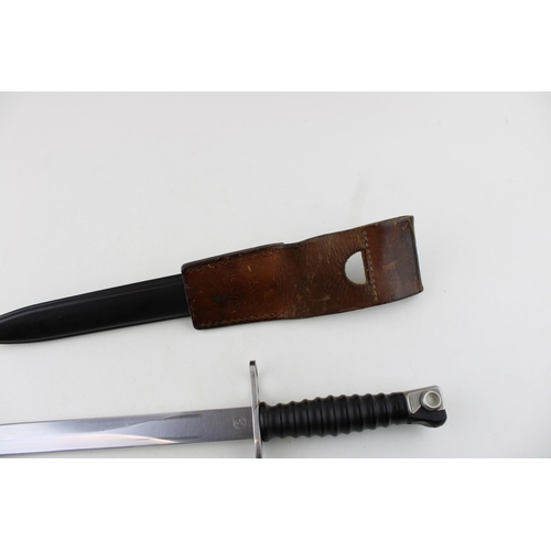 464 - Swiss SIG M1957 bayonet with scabbard & leather frog