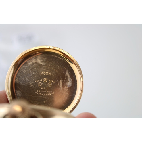 540 - Waltham gold plated pocket watch, open face, keyless wind, winds, ticks, sets and runs, 52mm wide.