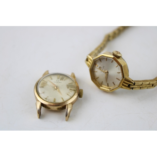 544 - Two vintage, Omega, gold plated, lady's wristwatches, one of decahedron form the signed champagne di... 