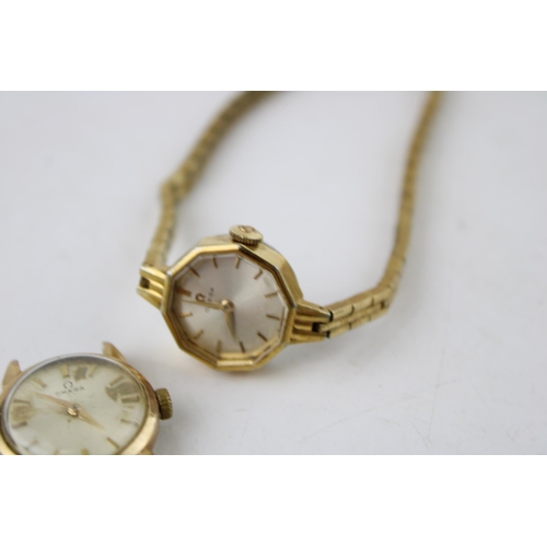 544 - Two vintage, Omega, gold plated, lady's wristwatches, one of decahedron form the signed champagne di... 